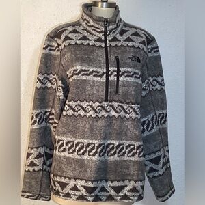 The North Face Aztec Men's Sweater 1/4 Zip Gray Fleece Southwest Jacket Medium